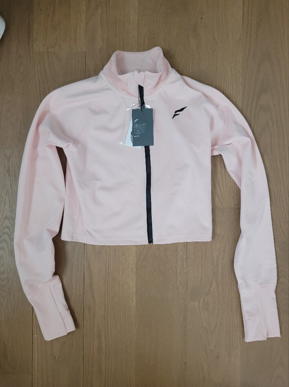 Flag Nor Fail Cropped Light Pink Half-Zip Jacket NWT